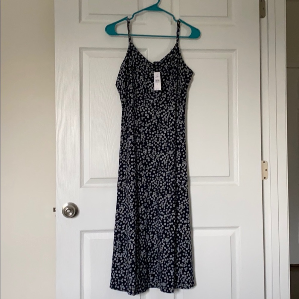 Loft Daisy Print Dress Navy
